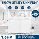 1200W Utility Sink Pump with Blade PCB Function Under Sink Pump Upflush to 39.4FT 2800GPH with 4 Water Inlets 2 Outlets Macerating Toilet System for Sink Shower Washing Machine Kitchen Basement