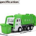 FIVEDAOGANG Small Friction Powered Garbage Truck Toys Set, Includes Front Load Dumpster, 4 Trash Bins and Trash Learning Cards for Kids