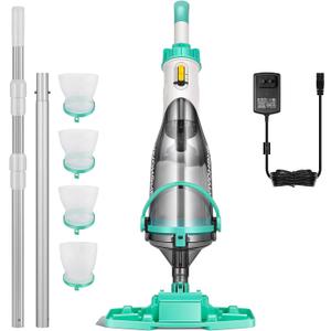 VIVOHOME Handheld Pool Vacuum 1110 GPH Suction Cordless Pool Cleaner 40W Powerful Motor Long-Run 60min Battery, Adjustable 9.12FT Pole for Above Ground & In-Ground Pools, Spas - Green