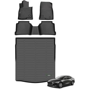 ANBINGO-Floor Mats & Cargo Liner for Mazda 6 2014-2021 TPE All Weather Protection Anti-Slip Automotive Mazda 6 Floor Liner Trunk Mat Set Accessories, Black