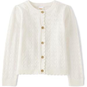 Gymboree Baby-Girls and Toddler Long Sleeve Button Front Cardigan (4T, White Pointelle)