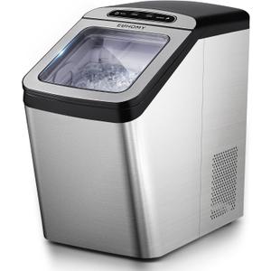 EUHOMY Nugget Ice Maker Countertop, Max 33lbs/day, 2 Way Water Refill, Self-Cleaning Pebble Ice Maker Machine with 3Qt Reservoir, Ice Makers Countertop Ideal for Home, Office, Bar, and Party. (Silver)