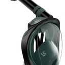 Greatever G2 Full Face Snorkel Mask with Latest Dry Top System,Foldable 180 Degree Panoramic View Snorkeling Mask with Camera Mount,Safe Breathing,Anti-Leak&Anti-Fog (Small-Medium, Black Green)