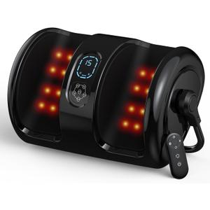 HTM Shiatsu Foot and Calf Massager with Heat 3 Vibration Speeds and 3 Modes, 3D Deep Kneading & Rolling, Electric Foot Massager with Remote, Machine-Washable Cover, Gift for Men/Women/Birthday