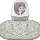 Bienbee Cat Litter Mat, 24" x 15" Litter Box Mat Rug with Non-Slip Bottom,Urine and Water Proof, Easy to Clean Cat Supplies Essentials for Indoor Kitty Kitten Floor, Bean-Green M