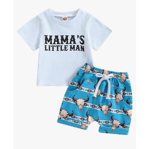 Chloefairy Western Baby Boy Summer Clothes Cow Print Short Sleeve T-Shirt Top Shorts Set 2Pcs Infant Toddler Cowboy Outfits Size 80