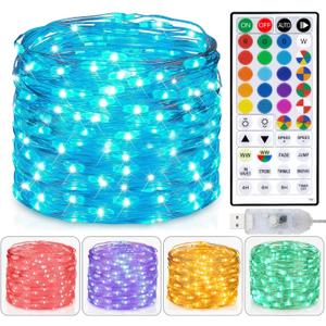 Fairy Lights USB Plug in 33ft 100LEDs with Remote, Warm White 20 Color Changing Light Twinkle Firefly String Lights for Bedroom Party Wedding Christmas Tapestry, Multicolor Colors