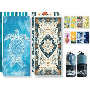 Beach Towels Oversized - 2 Pack 78'' X 35''(200 x 90 cm) Extra Large Beach Towels, 250 GSM Thicken Microfiber Sand Free Lightweight Quick Dry Beach Towel, Yoga Pool Gym Camping Travel Towel for Adults