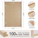 puthiac 24x36 Solid Oak Wood Picture Frame, 24 x 36 Poster Frames for Wall, Vertical or Horizontal, Plexi Front, 1 Pack, Natural Oak