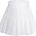 Rbenxia Women's Girl High Waisted Pleated Skirt A-Line Mini Skirt School Uniform Skater Tennis Skirts with Lining Shorts (White, L)