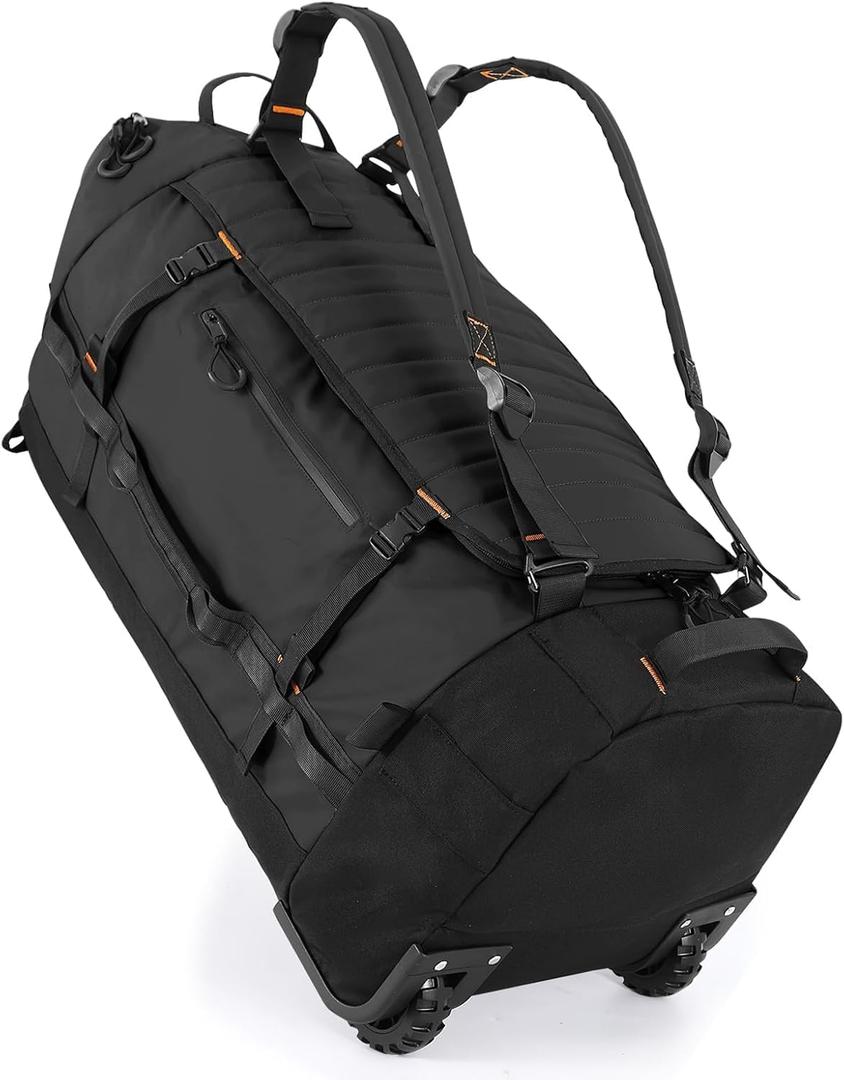Rolling Duffle Bag with Wheels,86L 30Carry on Luggage with Wheels,Folding Travel Bag,Duffle Backpack with Separate Shoe Compartment (black)