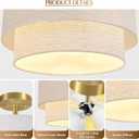 Semi Flush Mount Ceiling Light for Entryway, 16" Linen Double Drum Shade
3-Light Hallway Ceiling Mount Light Fixtures, Gold Close to Ceiling Lamp, for Bedroom Living Room Kitchen (E26 Base,No Bulb)