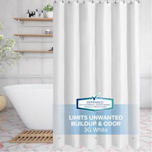 SlipX Solutions Protected Shower Curtain Liner, 3G Lightweight, 70"x72", White