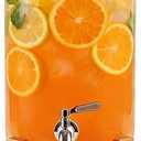 3 Gallon Large Glass Drink Dispenser for Parties, Glass Beverage Dispenser with Wood Stand, Juice & Lemonade Dispenser, Iced Beverage Dispenser with Spigot, Water Dispenser for Party with lid