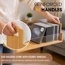 CroBlissful 2 Set Wooden Cd Storage Box Display Holder Shelf Bamboo & acrylic Visible Racks with Carrying Handles, Cassette Tape Organizer Shelf for Movie Case, Store up to 60 Pcs Cds