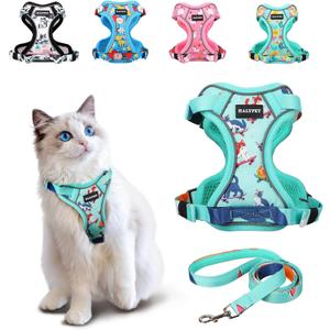 Halypet Cat Harness and Leash Set[MAX Safety 4th-Gen] Cute Escape Proof Vest Harness for Girl&Boy Cat Walking, Comfortable Adjustable Leash and Reflective Strips for Outdoor Kitten, S Purrfect Green (Small (7-12lb))