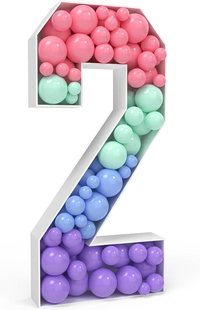 Marquee Numbers 3 Feet Tall 2 Mosaic Numbers for Balloons Mosaic Balloon Frame Pre-Cut Foam Board for Christmas Baby Shower Engagement Wedding Birthday Bachelorette Party Decorations Backdrop Decor