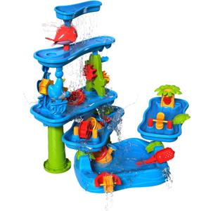 CozyBomB Water Table for Toddlers 3-5 | Outdoor Toys Water Play Table, Magnetic Fishing Toy Game, Summer Splash Pond Showers Sand Activity, Sensory Party Birthday Gift Kids Ages 4-8 9-12 (5-Tiers)