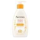 Aveeno Protect + Hydrate Sunscreen Moisturizing Lotion with Prebiotic Oat, Broad Spectrum SPF60, Paraben, & Oil Free, Weightless, Water & Sweat Resistant (80-min) for Sensitive Skin, 12 Fl Oz