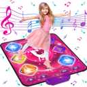 Dance Mat for Kids, Electronic Dance Pad with Wireless Bluetooth & LED Lights, Adjustable Volume, Built-in Music, 5 Game Modes, Xmas B-day Gifts for 3+ Years Old Girls Toys (Bluetooth Type-Purple)
