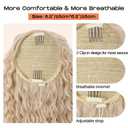 SEIKEA Ponytail Extension, PT005 Isabella 22" Long Bohemian Curly Drawstring Ponytail, Light Fluffy Multi-Layered Clip in Hair Extensions, Natural Soft Synthetic Hairpiece, Medium/White Blonde