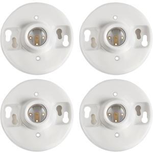 4 Pcs E26 Medium Base Ceiling Lamp Holder Keyless Light Sockets White Bulb Socket Incandescent Fluorescent CFL Lamp Holder 660w 250v (Porcelain)