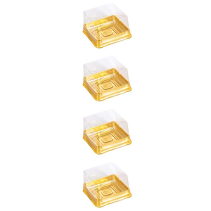Moon Cake Trays 50G Mooncake Tray Square Clear Individual Plastic Cupcake Muffin Single Container Box Mooncake Package Box Container Holder for Cake Party Wedding,Gold,50 Pack