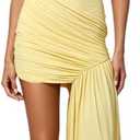 JUMISEE Womens Elegant Irregular Ruched Mini Dress Flowy Ribbon Bodycon Cocktail Dress Sexy Pleated Formal Dresses, Large