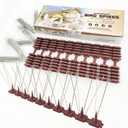 Bird Spikes 10 Pack (9.8ft) - Stainless Steel & Plastic Bird Deterrent Spikes - Humane Fence Spikes for Pigeon, Squirrel, Raccoon - Brown (10PC stainless steel bird spike)