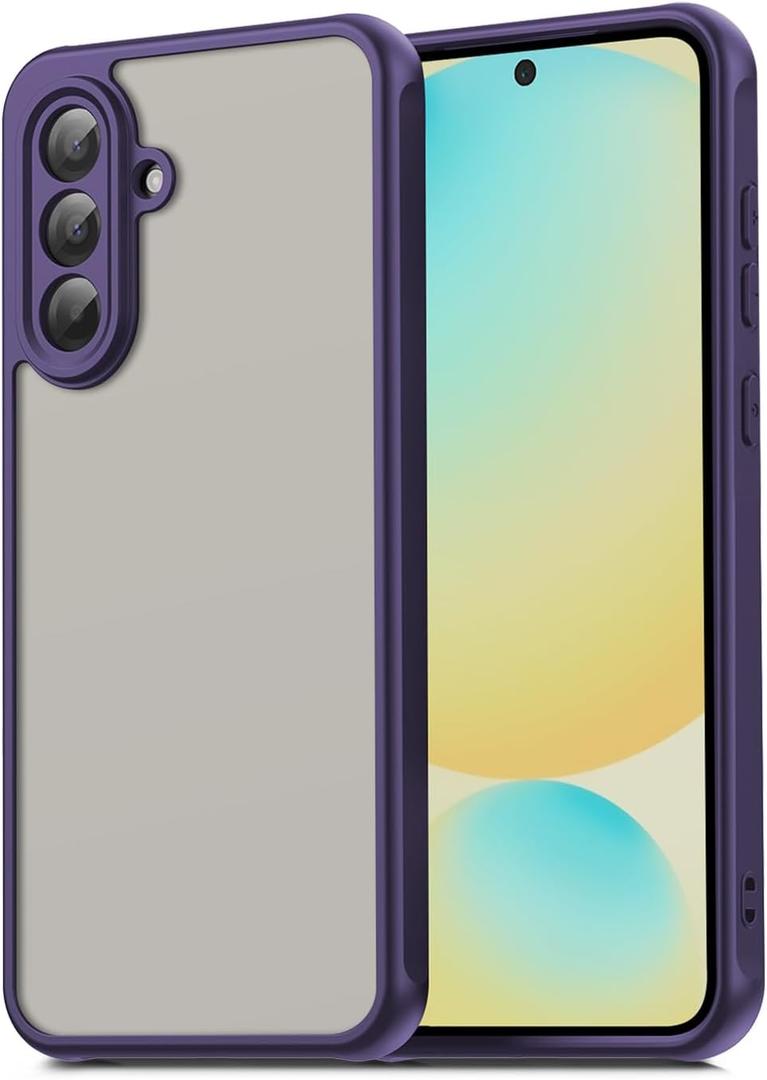4 x Case for Samsung Galaxy S24 FE,Translucent Matte Hard PC Back & Soft TPU Bumper Protective Phone Cover with Dropproof,Anti-Fingerprint,Slim Frosted Case,Purple