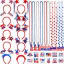 Garma 4th of July Accessories Party Supplies, 92Pcs Fourth of July Party Favors with Headbands Necklaces Tattoo Stickers for Independence Day Patriotic Celebrations Parades Classroom Rewards for Kids