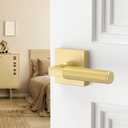 FILTA 1 Pack Gold Privacy Door Handles, Knurled Door Levers Interior Gold Door Lever Bathroom Door Knobs Heavy Duty Square Door Lock
