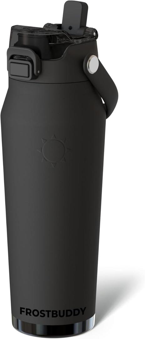 Frost Buddy 24oz Insulated Water Bottle with Straw & Chug Lid | Leak-Proof Stainless Steel | 24-Hours Cold | Sweat-Proof, Cup Holder Friendly | Ideal for Gym, Travel, Sports & Everyday Hydration (Dark Night)