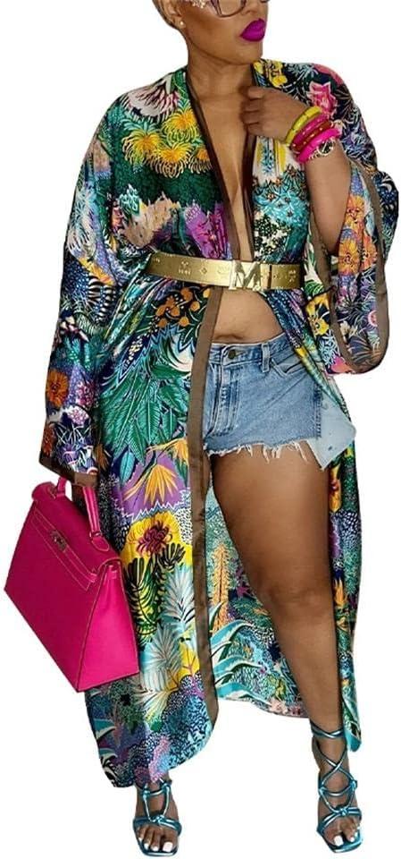 cu4eve Summer Cardigan For Women Lightweight Satin Open Front Long Kimono Swimsuit Cover Ups Silk Robe Plus Size