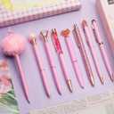 WEMATE 8Pcs Ballpoint Pens Set Metal Crystal Diamond Glitter for Journaling Pink Pen Bling in Black & Blue Ink Pretty Cute Fancy Mothers Day Gift for Women Wedding School Office Desk(Pink)