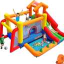 Baralir 7-in-1 Bounce House for Kids 310, Bouncy Castle with Long Slide, Kiddie Pool (Ball Pit), Soccer Goal, Climbing Wall, Basketball Hoop and Ring Toss Game - for Indoor or Backyard Fun