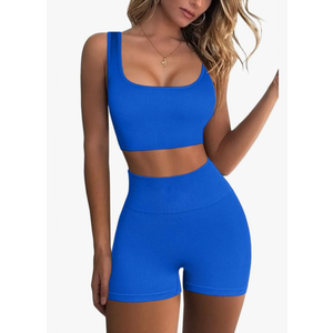 QINSEN Workout Sets for Women 2 Piece Seamless Ribbed Crop Tank High Waist Shorts Yoga Outfits S QINSEN Workout Sets for Women 2 Piece Seamless Ribbed Crop Tank High Waist Shorts Yoga Outfits S