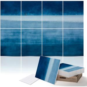 PINWELIFE Wall Art Acoustic Panels, Sound Proof Absorbing Panels for Home/Office, Decorative Absorbing Dampening, Noise and Echo Cancelling (48"x32", Blue Lake)