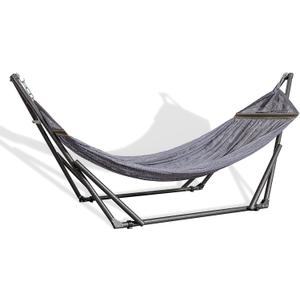 Best Home Fashion Hammock with Collapsible Steel Stand 450 lbs Capacity & Carrying Case, Portable & Adjustable, Perfect for Camping Beach Summer Patio, EZ Daze Foldable Hammock with Stand- Grey
