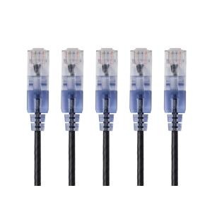 Monoprice Cat6A 6in Black 5-Pk Patch Cable UTP 30AWG 10G Pure Bare Copper Snagless RJ45 SlimRun Series Ethernet Cable