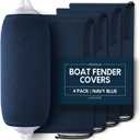 Boat Fender Covers | Black & Navy Blue | 1, 2 & 4-Pack | Polyester (4-Pack, Navy Blue, 10″ x 26″)