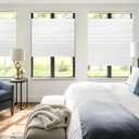 Lazblinds Upgraded Top Down Bottom Up (TDBU) Honeycomb Blinds, No Drill No Tools Easy Install Cordless Cellular Shades for Windows 23" W x 64" H, White - Blackout