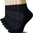 CS CELERSPORT 6 Pairs Women's Running Ankle Socks Athletic Sport Socks Cushioned, Black (Medium)