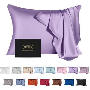 Mulberry Silk Pillowcase for Hair and Skin,Standard Size Cooling Silk Pillow Case with Hidden Zipper,Allergen Proof Dual Sides Soft Breathable Smooth Silk Pillow Cover for Women(Standard,Violet)