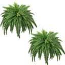 FOREST PRINCE 45" Fake Ferns, Realistic Large Artificial Bush Plants, 2 Artificial Boston Ferns with 59 Fronds for Outdoors Planter Indoor Home Garden Porch Decor