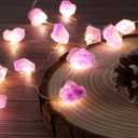 Genuine Amethyst Crystal Decorative Lights Cute Fairy String Lights 10ft 30 Natural Stones with Remote for Bedroom Hanging Ornaments Reiki Party Night Light Wedding Room Dcor Mother's Day Gift