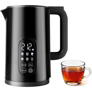 Electric Kettle with Temperature Control, 1.7L Stainless Steel Hot Water Kettle, 5 Presets for Tea & Coffee, 2H Keep Warm, Fast Boil, Auto Shut-Off & Boil-Dry Protection, Cordless Tea Kettle, Black