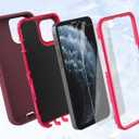 Tall silver for iPhone 11 Pro Max Case with [2 Screen Protector ], Military Grade Shockproof Heavy Duty Drop Protection Rugged Case 6.5"(Wine Red Deep Red)