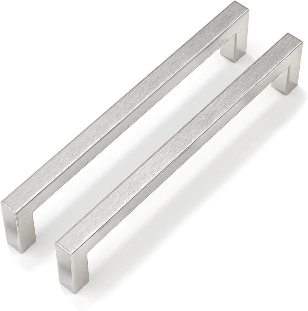 Goldenwarm 10 Pack 6-1/4 Inch Brushed Nickel Cabinet Pulls Square Drawer Handles Silver Kitchen Hardware Cupboard Dresser