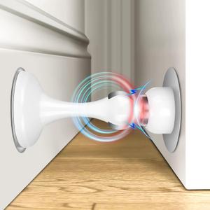 Crosize Magnetic Door Stoppers 1 Pack, Stainless Steel Door Stops for Wall and Floor Mounting, Door Holder Keep Door Open, No Drilling Door Stop with Adhesive Tapes, White